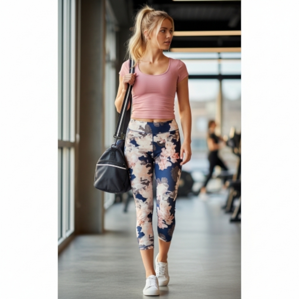 CLEARANCE Marika Sport  High-rise Squat Proof Floral Pattern Capri Leggings